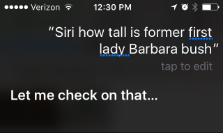Illustration for article titled I Swear to God Siri Was Messing With Me Last Night About Barbara Bush's Height